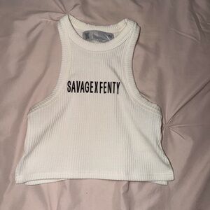 Savage X Fenty White Ribbed Crop Top